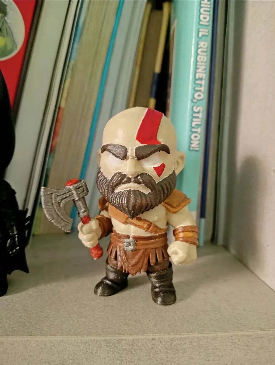 God of War Kratos karakterinin chibi tarzı 3D baskı figürü